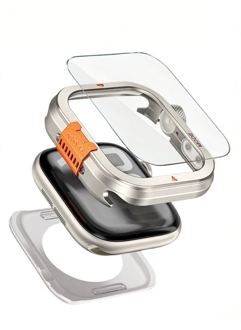 Metal protective shell 2-in-1 design is suitable for Apple watch series 4/5/6/SE/SE2/SE3 44MM + screen protector - Image 1