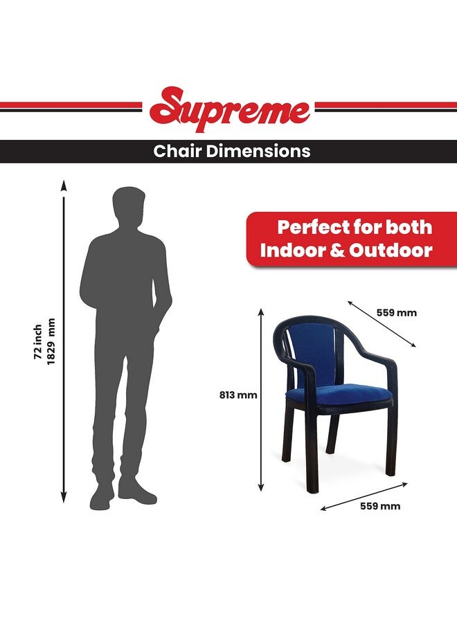 Supreme chairs Supreme chairs Ornate Lacquered Finish Plastic Desk Armchair with Cushion for Office, Living Room, Weight Bearing - 200 kg (Color: Blue Dobby/Black, Set of 2) - Image 5