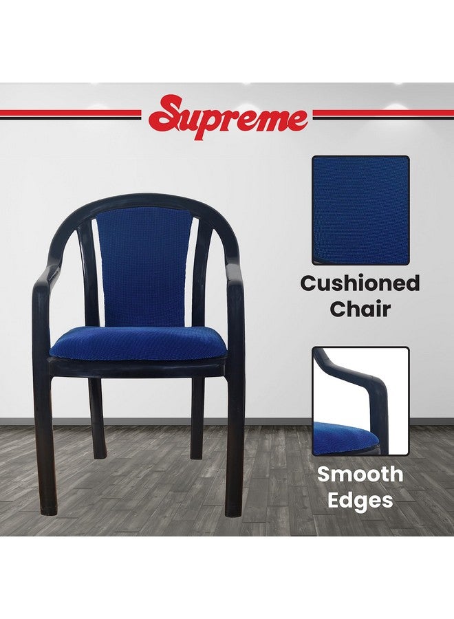 Supreme chairs Supreme chairs Ornate Lacquered Finish Plastic Desk Armchair with Cushion for Office, Living Room, Weight Bearing - 200 kg (Color: Blue Dobby/Black, Set of 2) - Image 4