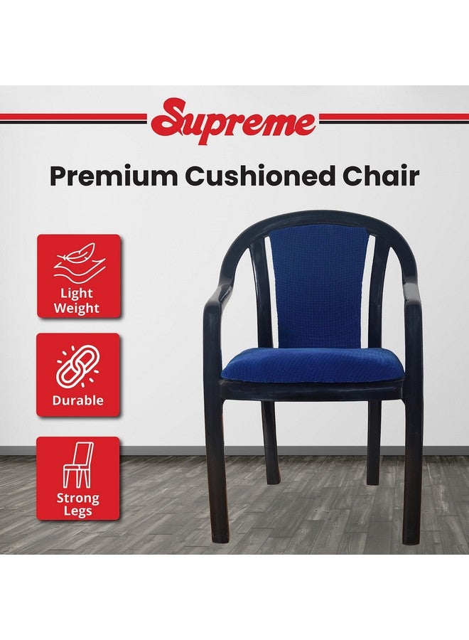 Supreme chairs Supreme chairs Ornate Lacquered Finish Plastic Desk Armchair with Cushion for Office, Living Room, Weight Bearing - 200 kg (Color: Blue Dobby/Black, Set of 2) - Image 2