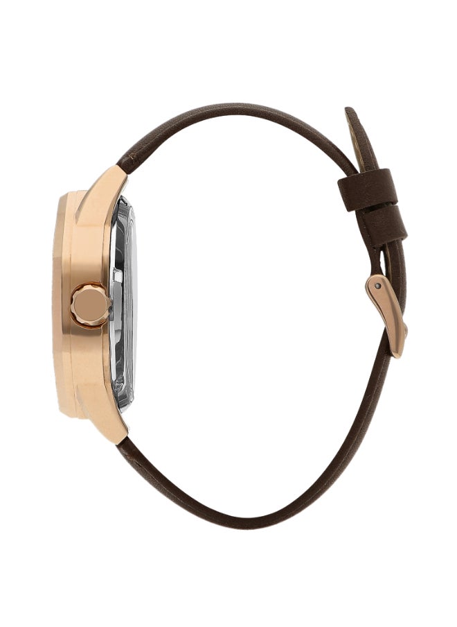 Lee Cooper Lee Cooper Men's G3265 Movement Watch, Automatic Display and Leather Strap - LC07904.454, Brown  - Image 2