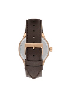 Lee Cooper ساعة لي كوبر للرجال G3265، شاشة أوتوماتيكية وحزام جلدي - LC07904.454، بني  - Image 3