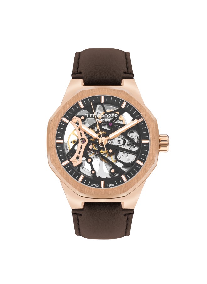 Lee Cooper Lee Cooper Men's G3265 Movement Watch, Automatic Display and Leather Strap - LC07904.454, Brown  - Image 1