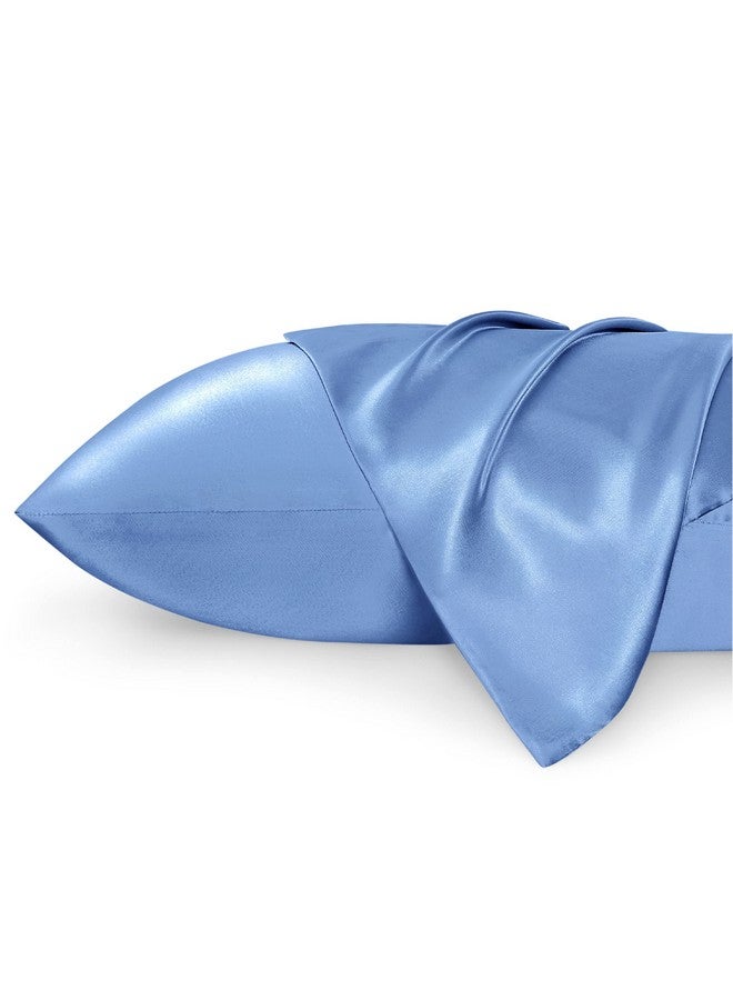 Bedsure Satin Pillowcase for Hair and Skin Queen - Sky Blue Silky Pillowcase 2 Pack with Envelope Closure, Similar to Silk Pillow Cases, Gifts for Women Men, 20x30 Inches - Image 1