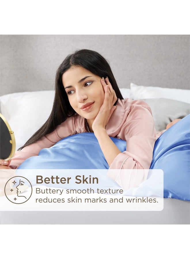 Bedsure Satin Pillowcase for Hair and Skin Queen - Sky Blue Silky Pillowcase 2 Pack with Envelope Closure, Similar to Silk Pillow Cases, Gifts for Women Men, 20x30 Inches - Image 4