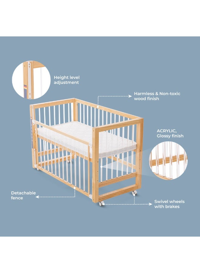 Teknum Prism 4in1 Acrylic Convertible Crib w/ mattress - Natural Brown - Image 3