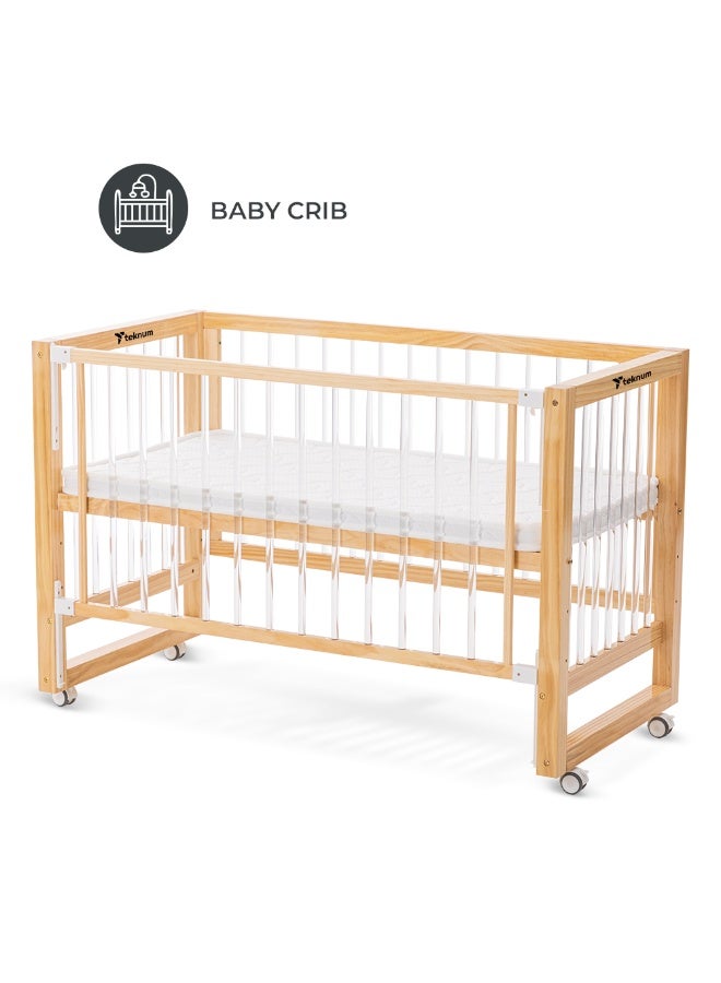 Teknum Prism 4in1 Acrylic Convertible Crib w/ mattress - Natural Brown - Image 5