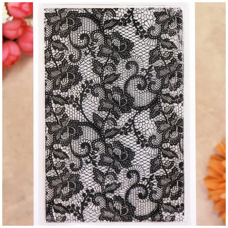 KWELLAM Mesh Lace Flower Branch Background Clear Stamps for Card Making Decoration and DIY Scrapbooking 22052528