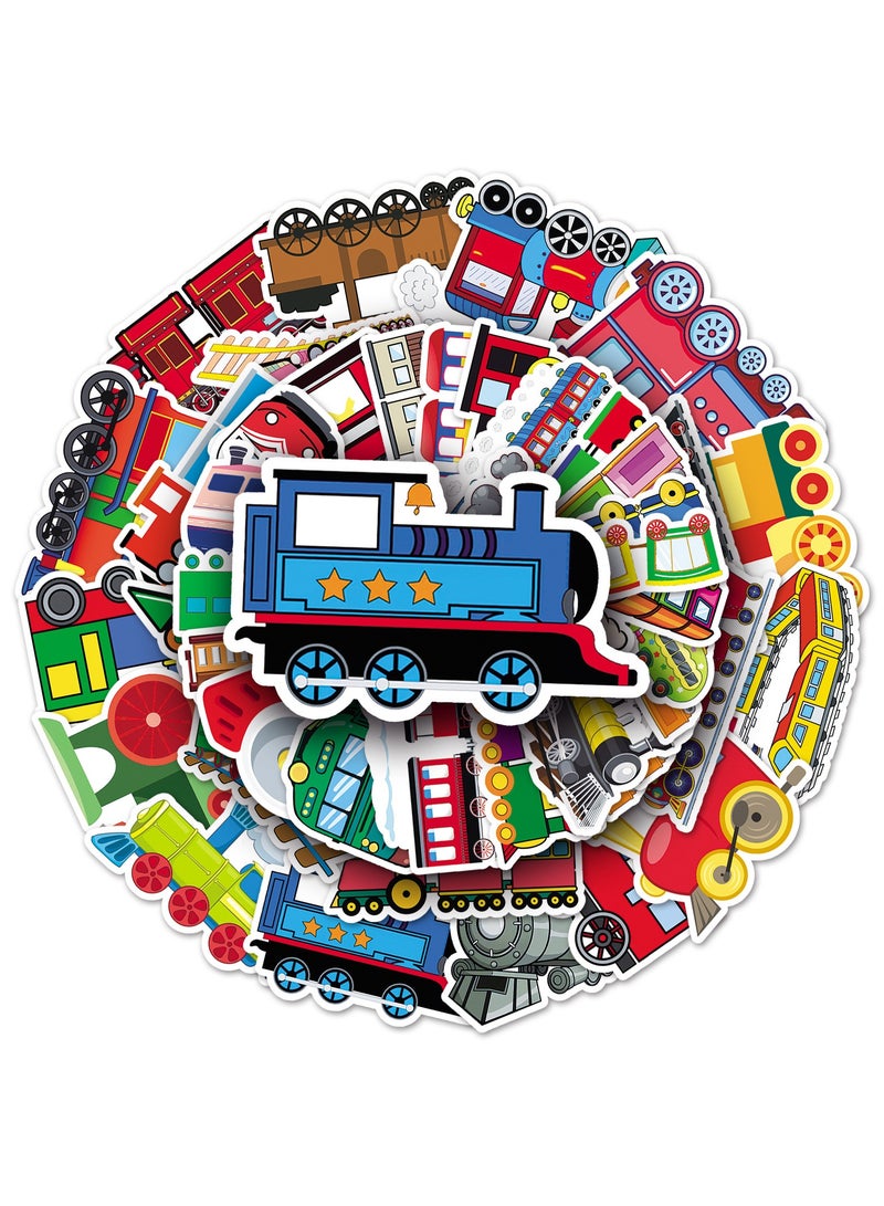 50pcs Train Stickers Lovely Kids Boys Girls Stickers Cartoon Trains Waterproof Vinyl Stickers Decals for Water Bottles Laptop Computer Phone Luggage Guitar Bike Notebook - Image 1
