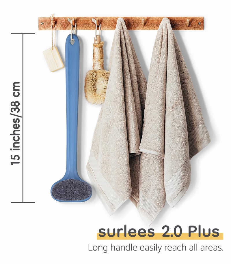 surlees Back Scrubber for Shower, Bath and Body Brush for Elderly, Men and Women, 15 Inch / 38 CM (White, Scrub Force 4) - Image 2