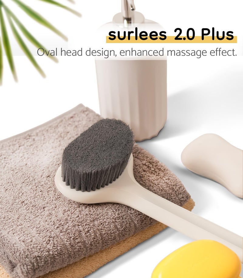 surlees Back Scrubber for Shower, Bath and Body Brush for Elderly, Men and Women, 15 Inch / 38 CM (White, Scrub Force 4) - Image 5