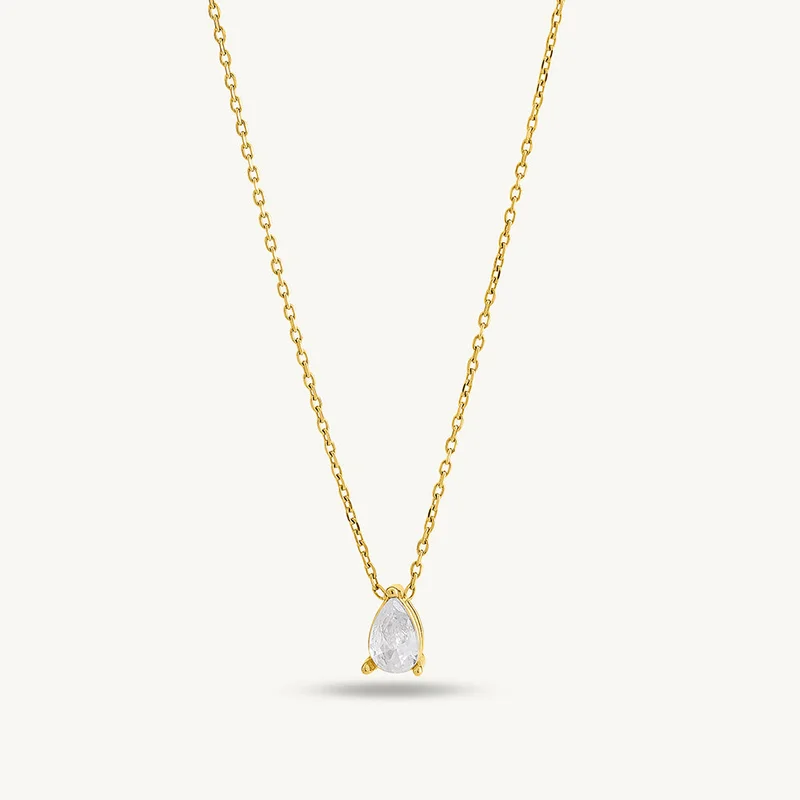 بالموناس PALMONAS 18k Gold Tone Plated Dewdrop Solitaire Necklace
 for Women