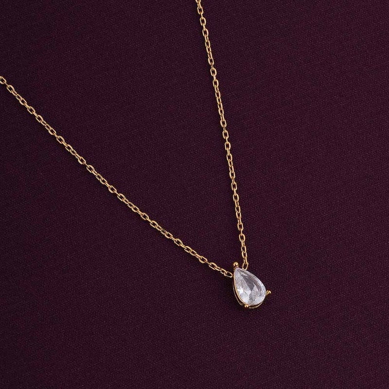 PALMONAS 18k Gold Tone Plated Dewdrop Solitaire Necklace
 for Women - Image 4