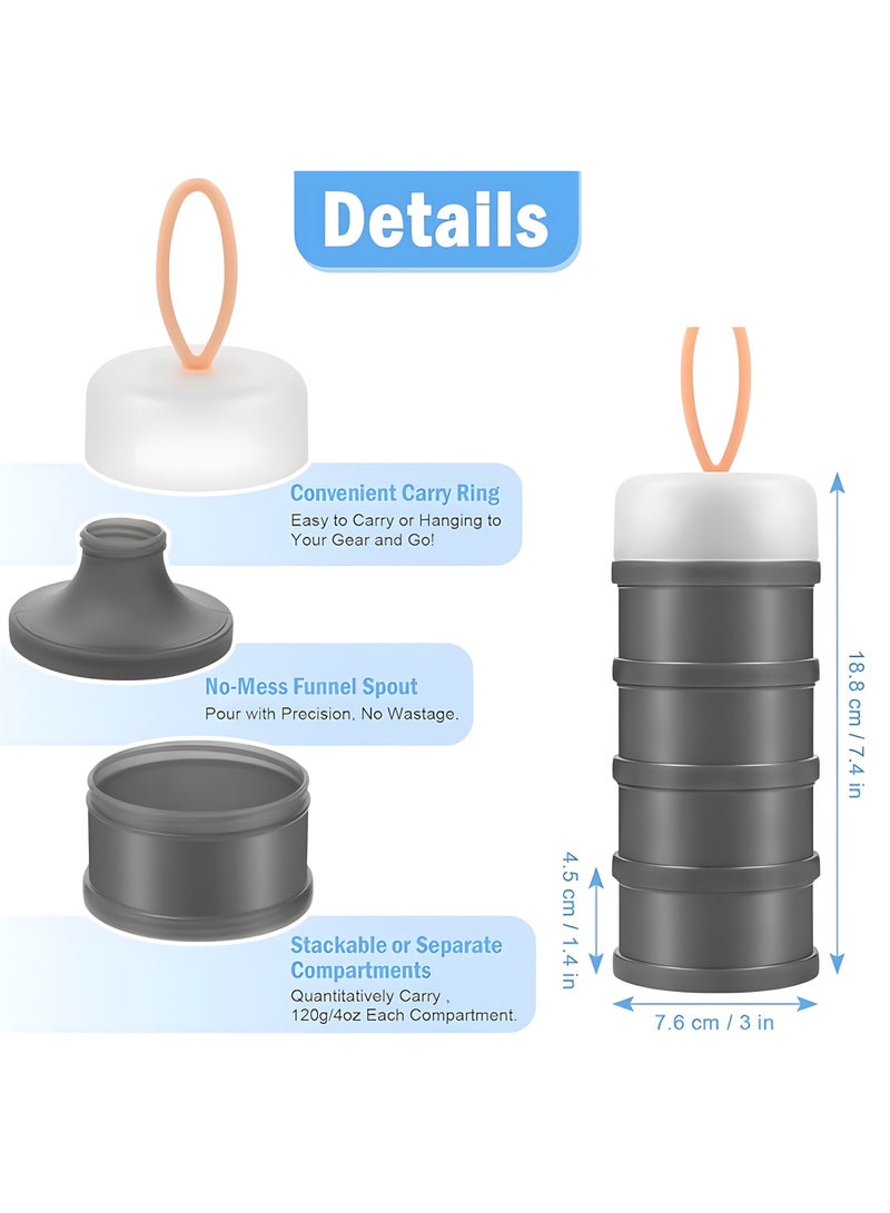 BIG MAX Protein Powder Container with Funnels Stand, 4 Stackable Leakproof Protein Powder Dispenser, Portable Keychain Container for Milk Powder, Protein Powder and Pills - Image 2