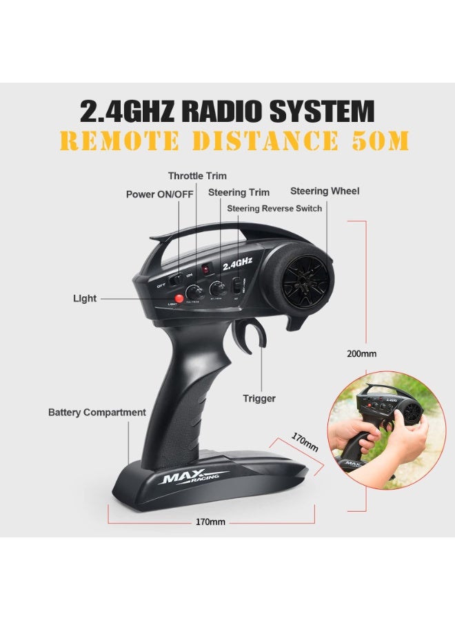 مايتويز سيارتي 1/10 مقياس سيارة زحف RC 4WD تحكم عن بعد شاحنة الطرق الوعرة - زاحف صخري من فئة الهوايات مع هيكل صلب ABS، محرك عالي القوة 540، أضواء LED، وبطارية قابلة للشحن 7.4V - سرعة قصوى 15 كم/س - Image 4
