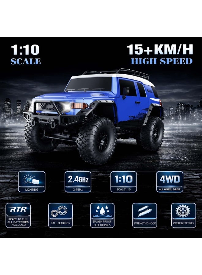 مايتويز سيارتي 1/10 مقياس سيارة زحف RC 4WD تحكم عن بعد شاحنة الطرق الوعرة - زاحف صخري من فئة الهوايات مع هيكل صلب ABS، محرك عالي القوة 540، أضواء LED، وبطارية قابلة للشحن 7.4V - سرعة قصوى 15 كم/س - Image 5