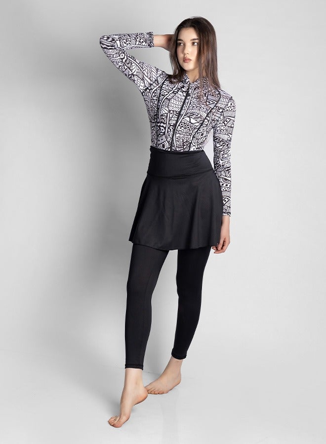 منيرفا سيكرت بوركيني بلاك نوبيان الفاخر الحصري - Image 2