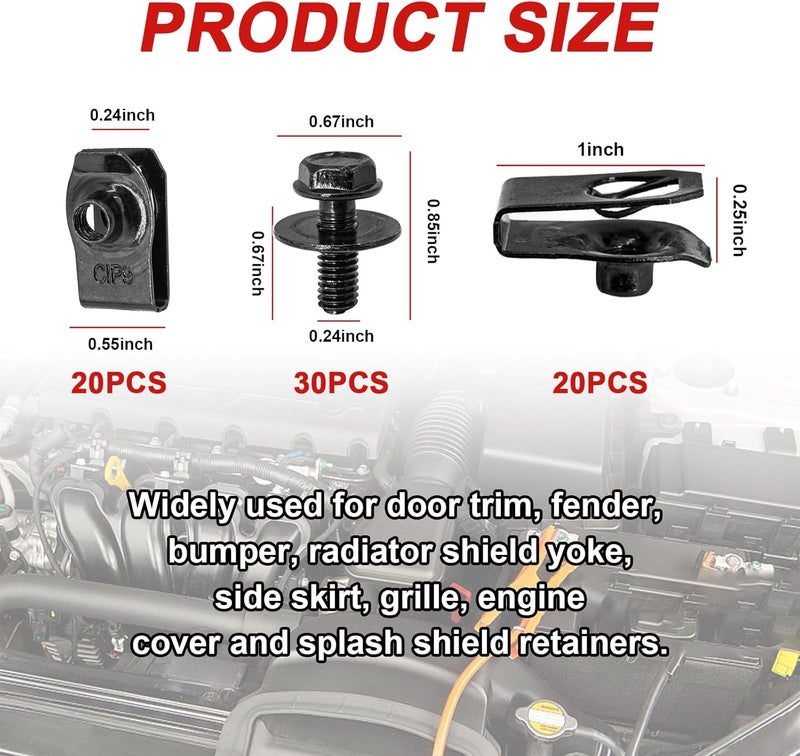 Kewucn 70 PCS Engine Under Cover Splash Shield Kit - Image 2