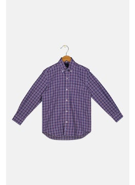 Kids Boy Plaid Long Sleeves Casual Shirt, Purple