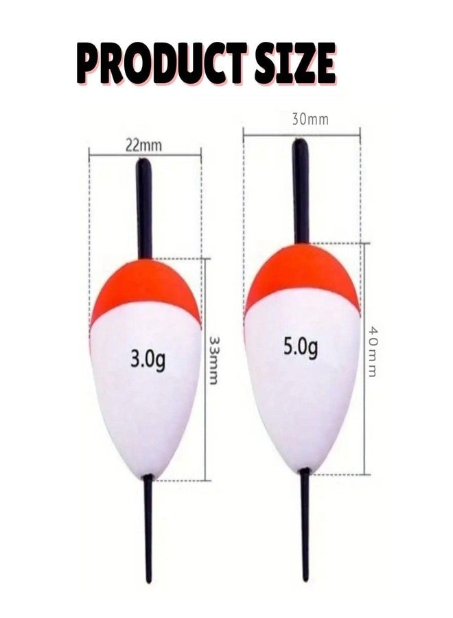 VAYINATO® 2pcs (3g & 5g) High-Visibility Red & White EVA Foam Fishing Floats - Large Buoyancy, Durable for Long Casts, Ideal for Freshwater & Saltwater Fishing - Image 1