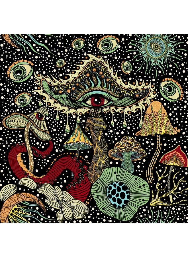 WENMER Peel And Stick Wallpaper Boho Mushroom Wallpaper Plant/Eyes/Mushroom Contact Paper Floral Wallpaper Vinyl Self Adhesive Removable Stick On Wallpaper For Bedroom Bathroom 17.7In X 9.8Ft - Image 1