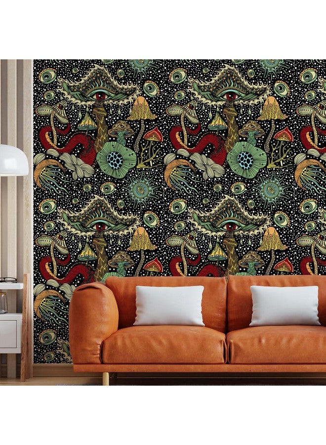 WENMER Peel And Stick Wallpaper Boho Mushroom Wallpaper Plant/Eyes/Mushroom Contact Paper Floral Wallpaper Vinyl Self Adhesive Removable Stick On Wallpaper For Bedroom Bathroom 17.7In X 9.8Ft - Image 4