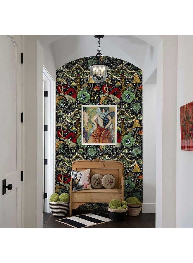WENMER Peel And Stick Wallpaper Boho Mushroom Wallpaper Plant/Eyes/Mushroom Contact Paper Floral Wallpaper Vinyl Self Adhesive Removable Stick On Wallpaper For Bedroom Bathroom 17.7In X 9.8Ft - Image 3