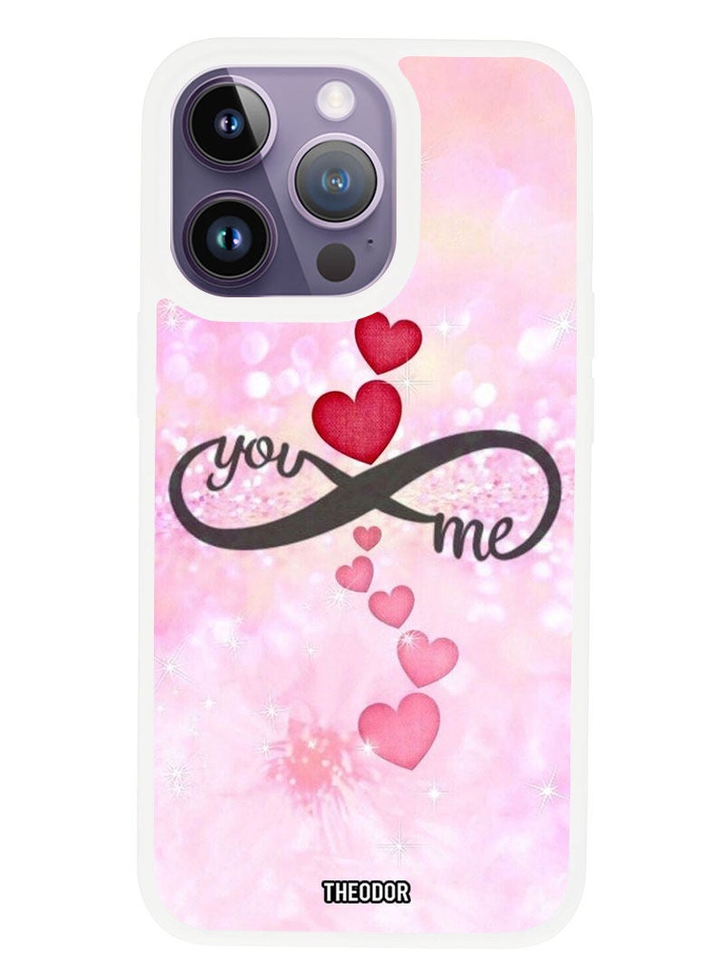 Theodor Protective Case Anti Scratch Shock Proof Cover For APPLE IPHONE 14 PRO Hearts You Infinity Me (White Bumper) - Image 1