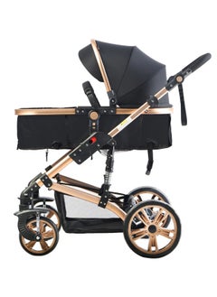 DEHKAH Luxury multi-functional stroller, includes a carrycot and a baby car seat. The design is elegant in black with touches giving it a modern and luxurious look.  - Image 5