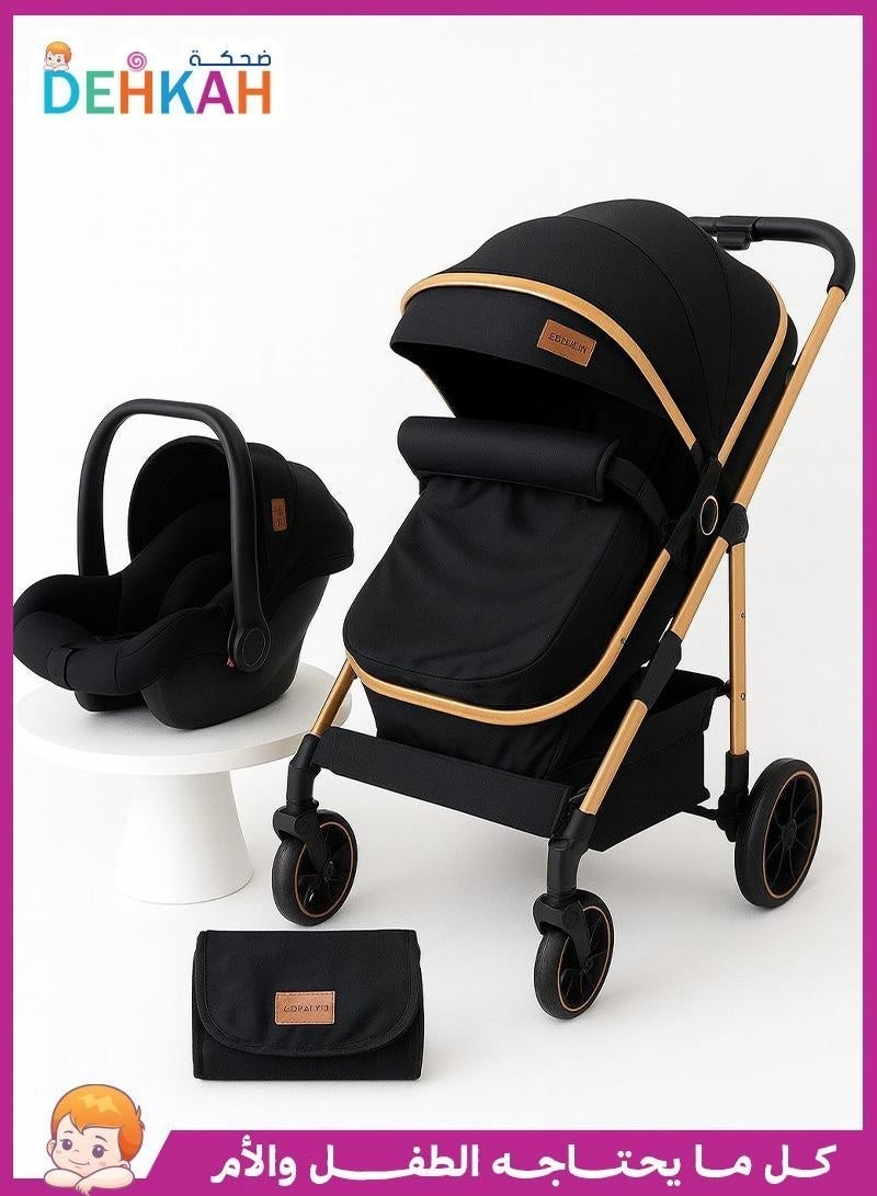 ضحكة  طقم السفر 4-في-1 من DEHKAH – عربة، سرير محمول، مقعد سيارة وشنطة أنيقة للأم - Image 1
