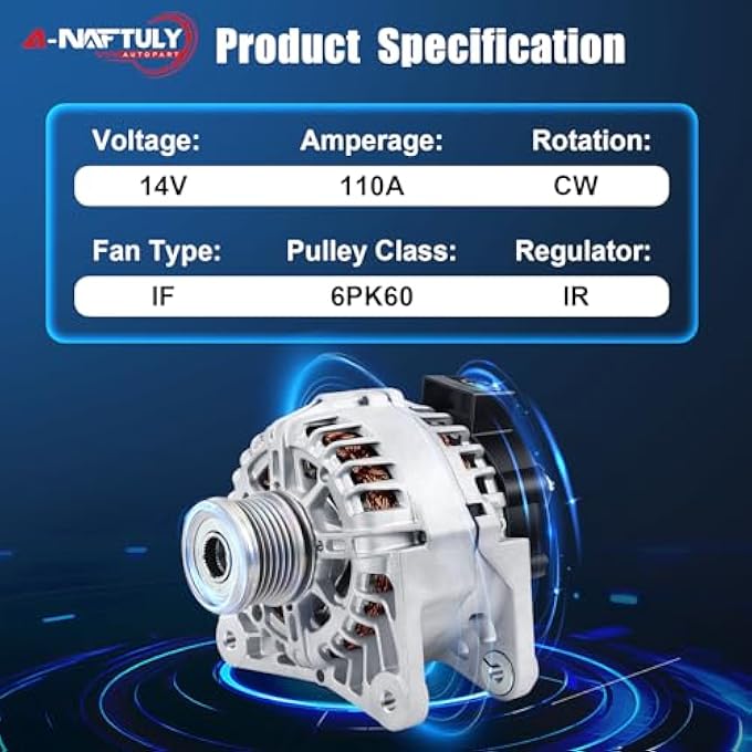 A-NAFTULY Alternator Fits for Nissan Sentra L4 1.8L 2013 2014 2015 2016 2017 2018 2019, High Output Alternator Replacement 231003SH2B, 2611855B, FG12T039, 231003SH2B, AVA0169, 40040136, 23100-3SH2B - Image 5
