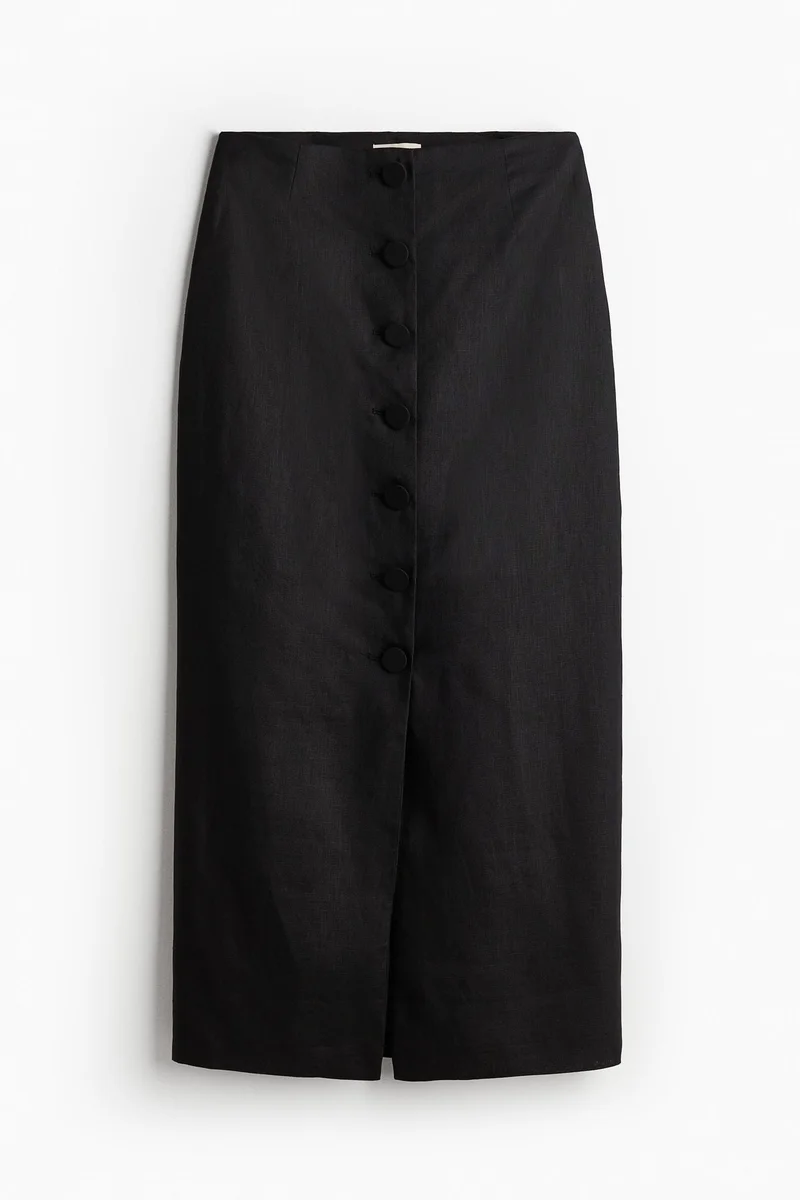 H&M Button-front linen skirt