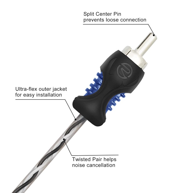 RECOIL R1F2M 99.99% Oxygen Free Copper 1 Female to 2 Male RCA Y Adapter Car Audio 1ft Splitter Connectors Twisted Pair with Noise Reduction 2 Pack - Image 3