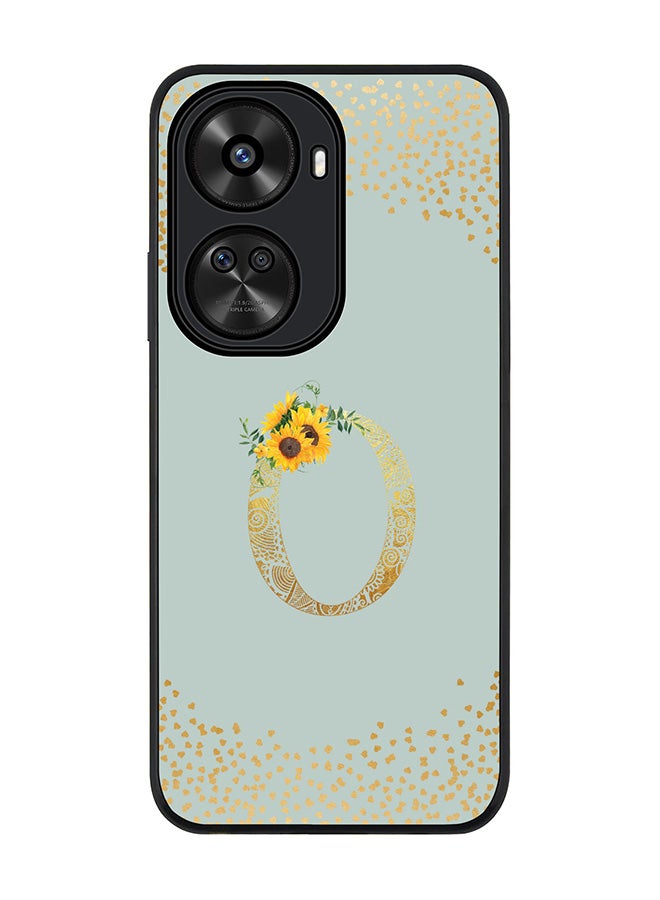 Stylizedd Rugged Black edge case for Huawei nova 12 SE / Huawei nova 11 SE 4G,Slim fit Custom Monogram Initial Letter Floral Pattern Alphabet - O (Light Grey) - Image 1