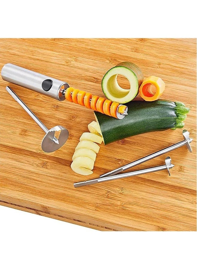 Fruit Corer,  Vegetable Digging Rotating Drill Stainless Steel Fruit Corer Apple Corer Set Core Remover Tool for Apple/Pear/Cherry for Children Food... - Image 4
