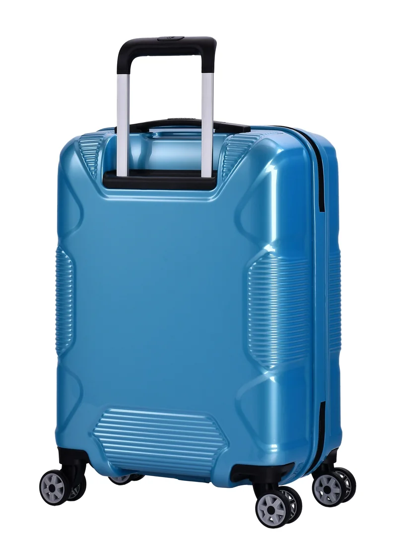 eminent Hard Case Travel Bag Cabin Luggage Trolley Polycarbonate Lightweight Suitcase 4 Quiet Double Spinner Wheels With Tsa Lock KJ84 Bright Blue