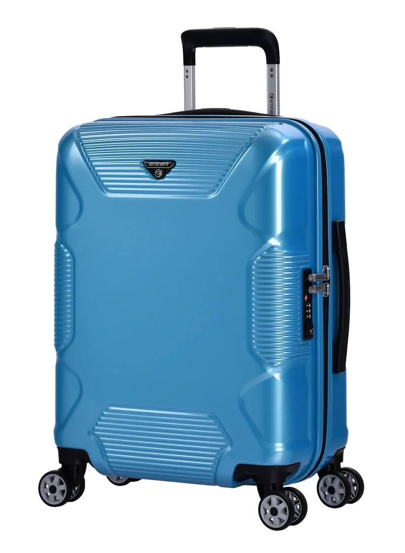 eminent hard case travel bag cabin luggage trolley polycarbonate lightweight suitcase 4 quiet double spinner wheels with tsa lock kj84 bright blue