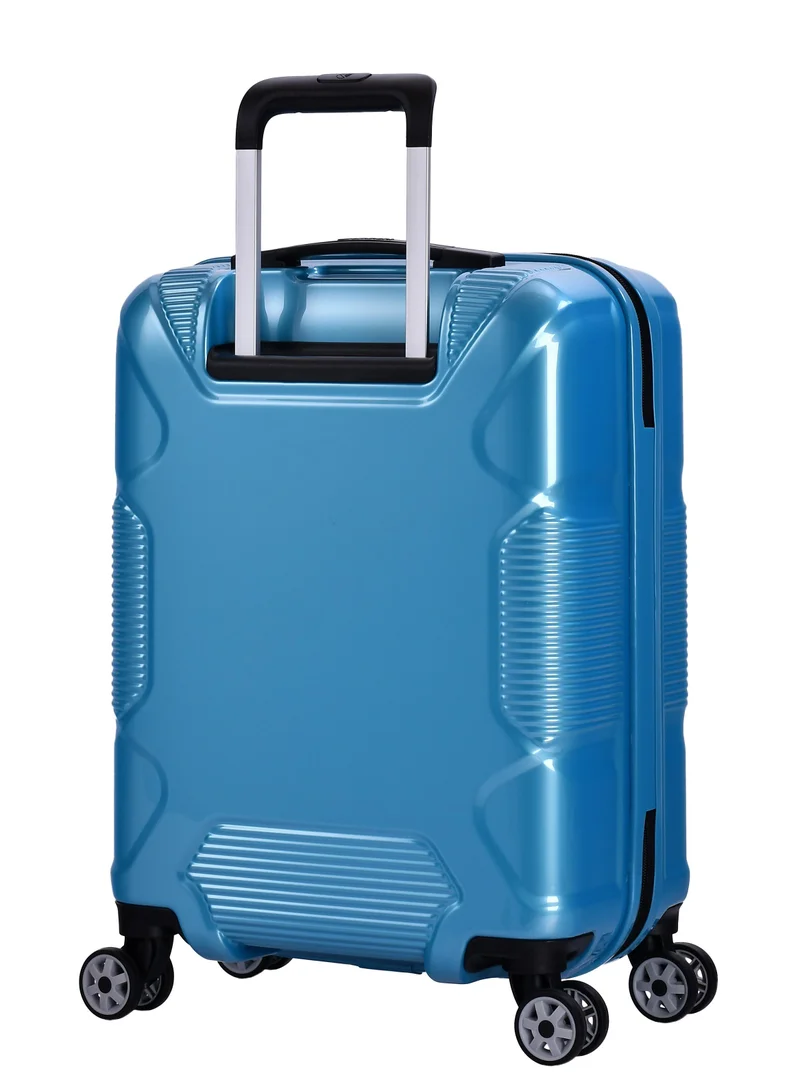 eminent hard case travel bag cabin luggage trolley polycarbonate lightweight suitcase 4 quiet double spinner wheels with tsa lock kj84 bright blue