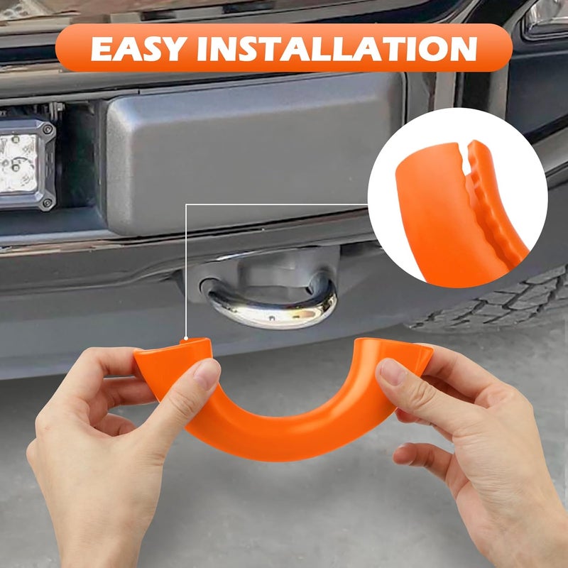 TECHPICCO Tow Hook Covers for Ford F150 2004-2025 Bronco Base/Big Bend/Outer Banks 2021-2025 Compatible with Toyota Tundra Accessories 2017-2021|(Bright Orange). - Image 4