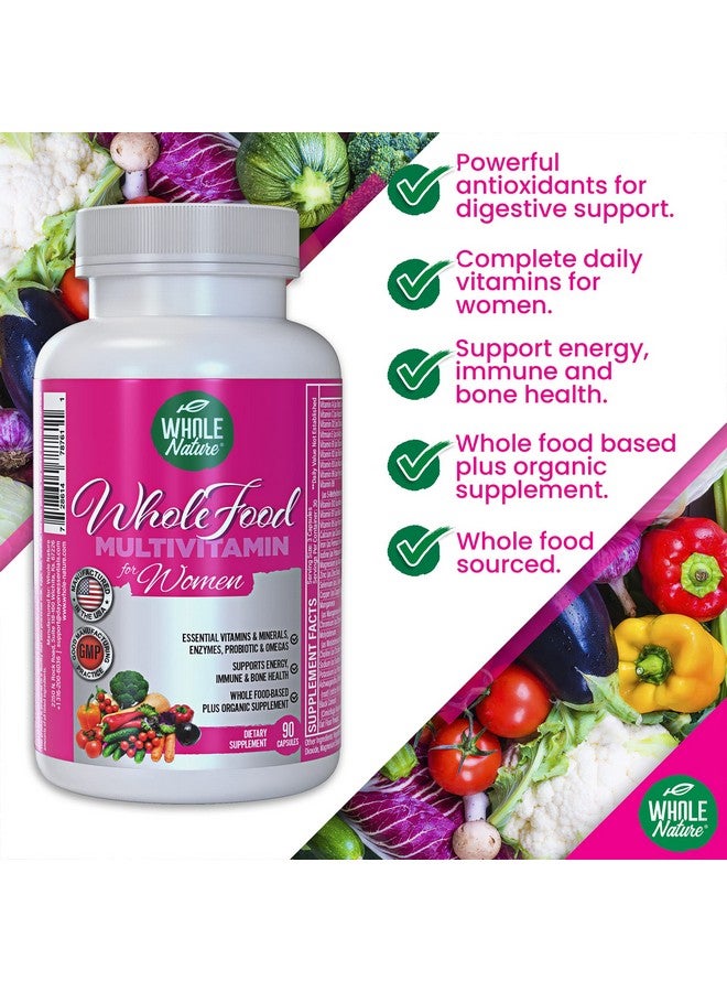 Whole Food Multivitamin For Women With B12 Methyl Folate Womens Multi Vitamin Minerals Probiotics And Omegas. Vegan Vitamins For Women. Non Gmo Daily Supplement Plus 90 Capsules