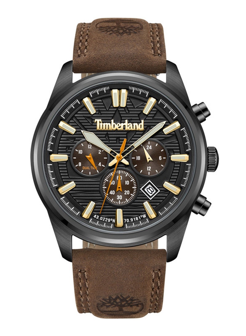 Timberland Men Northbridge Black Dial Leather Strap Multifunction Watch for Men, 45mm - Image 1