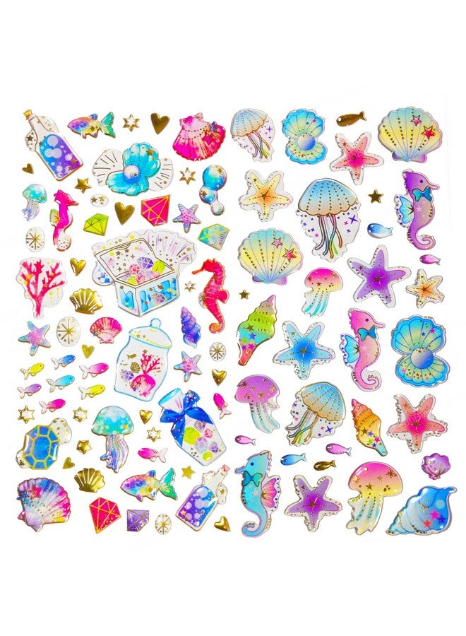فنبلاست مجموعة ملصقات FunBlast Sea World Kawaii - ورقتان، أكثر من 80 ملصقًا للأطفال، ملصقات ثلاثية الأبعاد للبنات، ملصقات جمالية، ملصقات لطيفة، ملصقات حرفية، ملصقات ذاتية اللصق (متعددة الألوان) - Image 1