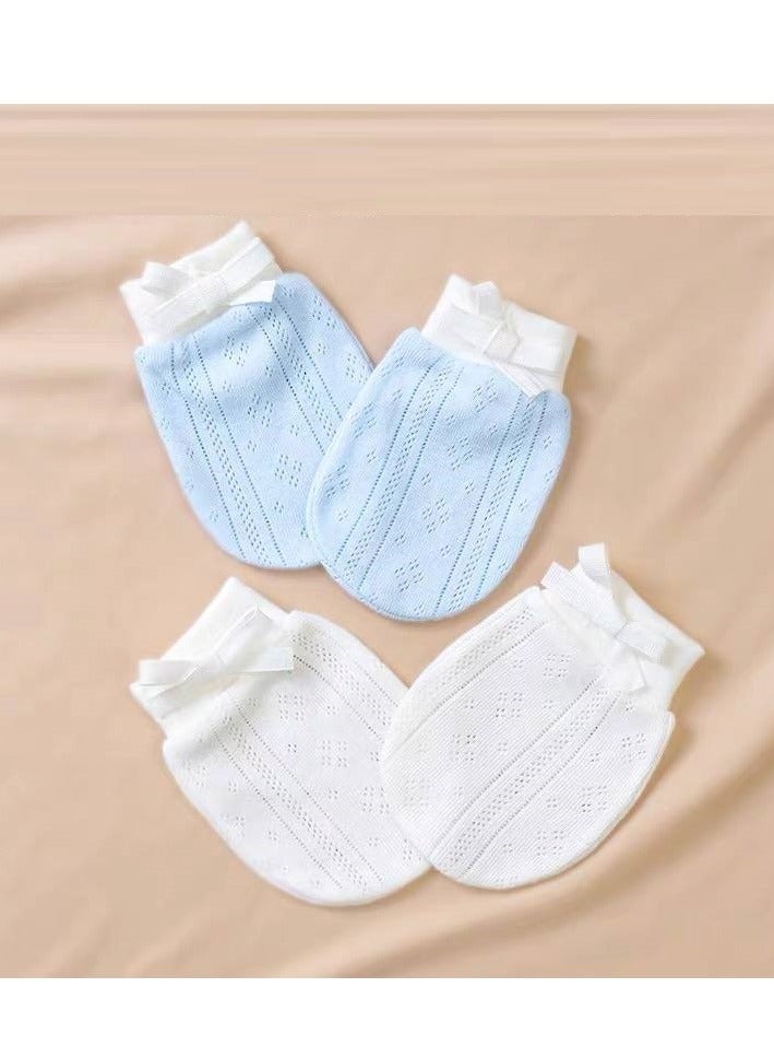 Pair of Multi-Colored Anti-Scratch Baby Gloves, Suitable for Newborns 0-12 Months - Image 1