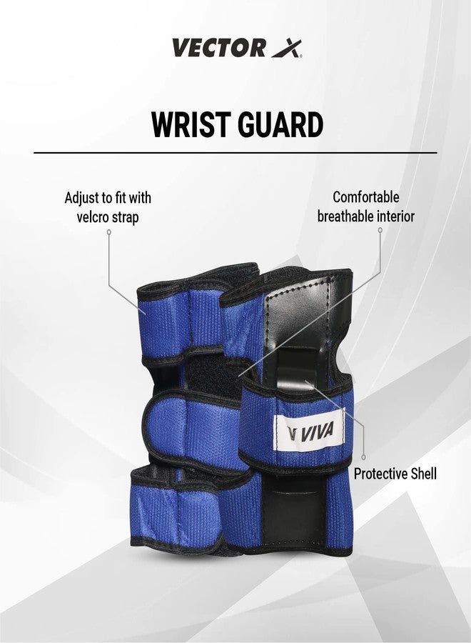 Viva Protective Set Protective Set (Knee/Elbow/Wrist Guard) Multi Purpose Safety Kit for Skateboarding, Roller Skating, Inline Skating, Cycling and Other Sports (Senior,Blue) - Image 3