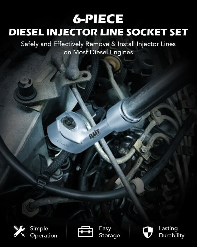 Orion Motor Tech 6-Piece Diesel Injector Line Socket Wrench Set (12-19mm) - Image 2