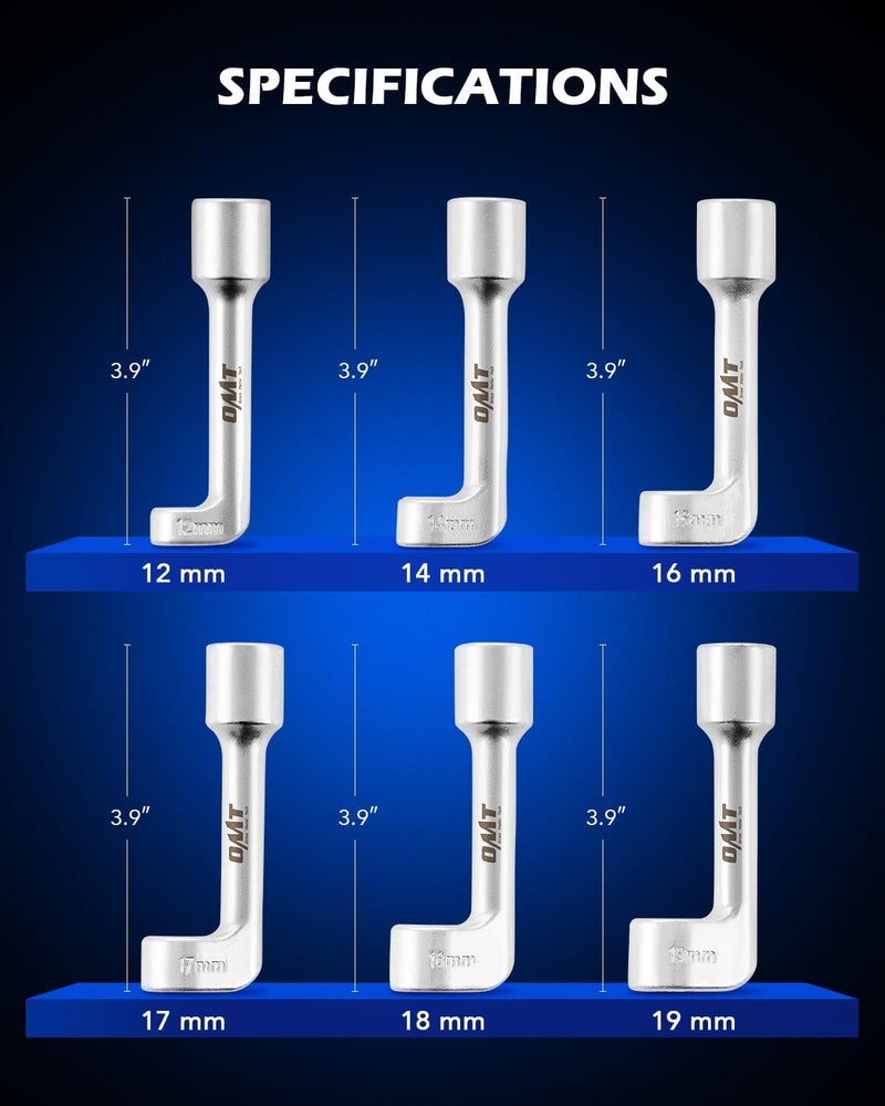 Orion Motor Tech 6-Piece Diesel Injector Line Socket Wrench Set (12-19mm) - Image 3
