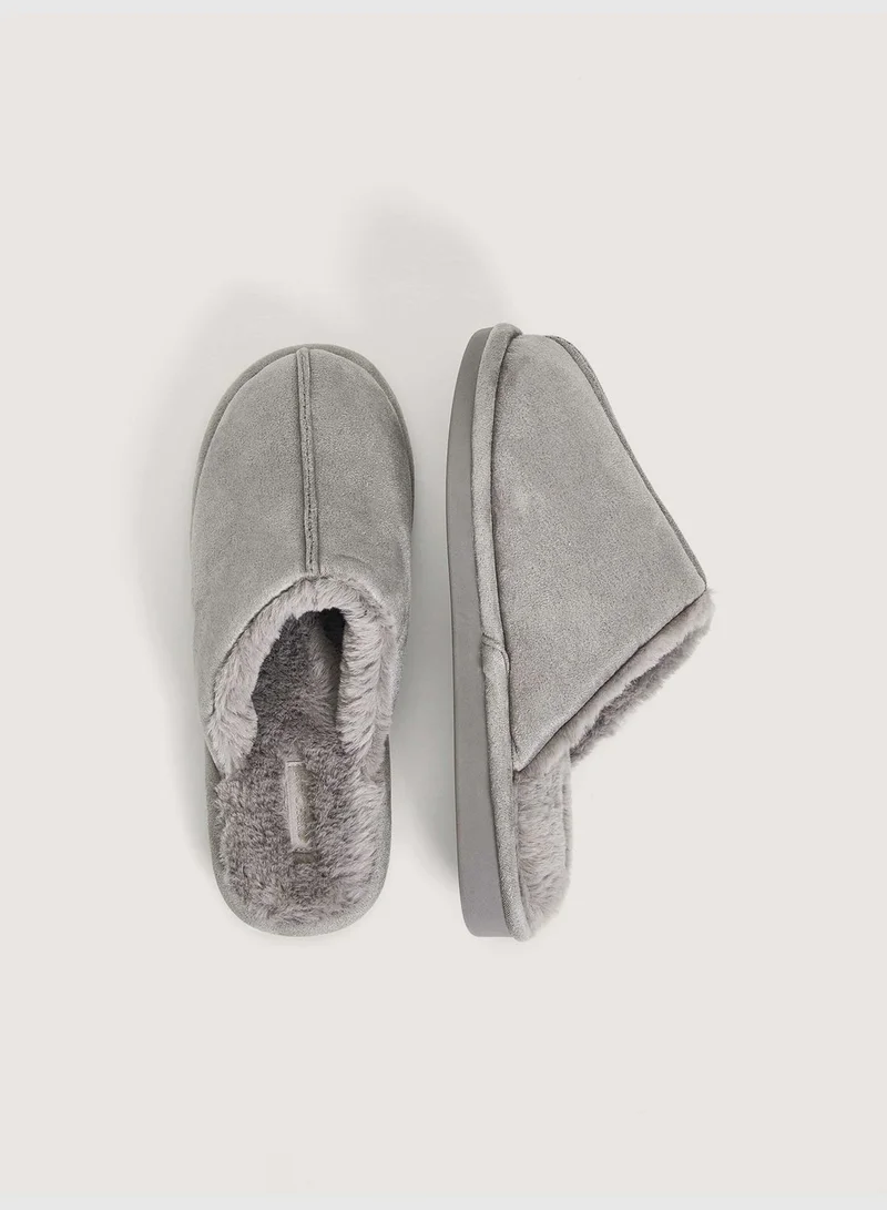 oysho Furry trim slippers