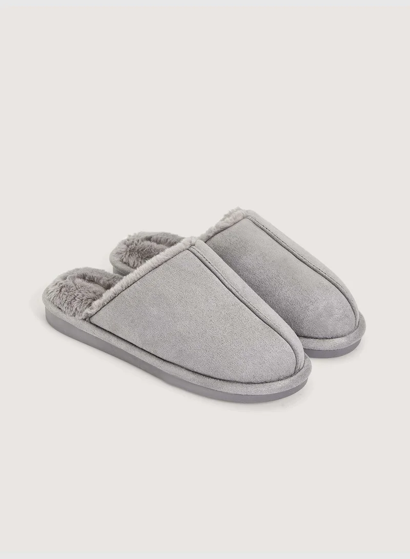 oysho Furry trim slippers