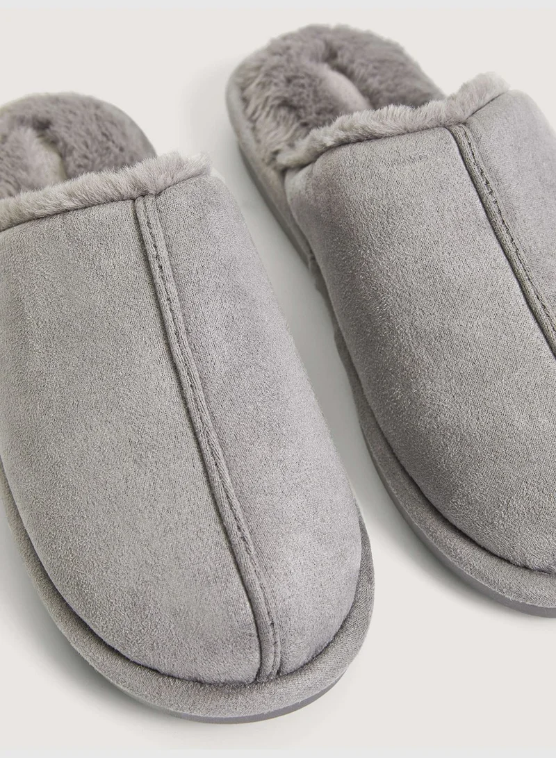 oysho Furry trim slippers