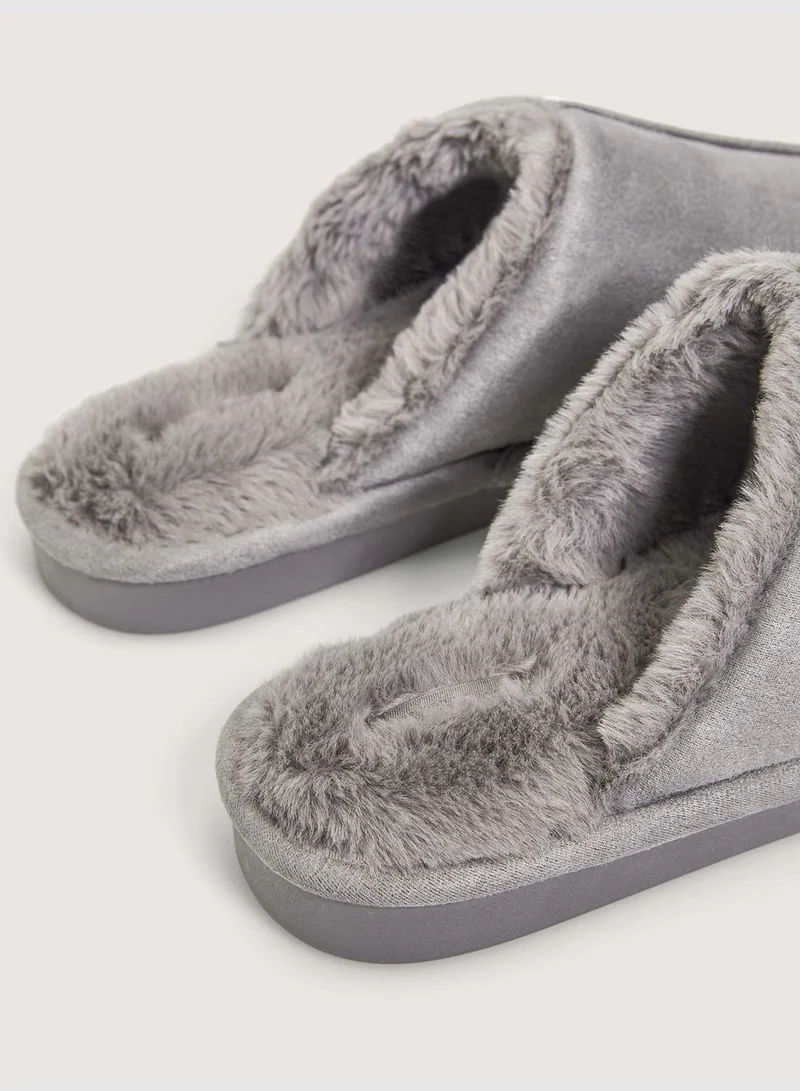 oysho Furry trim slippers